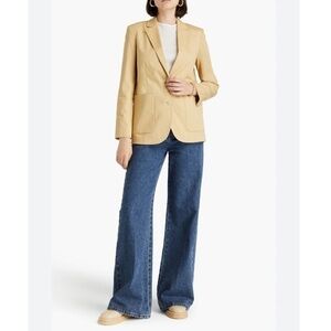 Theory Blazer Cotton Blend Twill Soft Chino in Sand